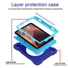 For iPad mini 6 Silicone + PC Tablet Case with Strap & Holder & Pen Slot(Navy Blue + Blue)