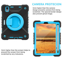 For iPad mini 6 Silicone + PC Tablet Case with Strap & Holder & Pen Slot(Black + Blue)