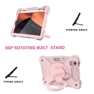 For iPad mini 6 Silicone + PC Tablet Case with Strap & Holder & Pen Slot(Rose Gold)