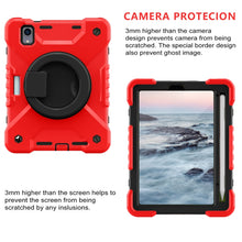 For iPad mini 6 Silicone + PC Tablet Case with Strap & Holder & Pen Slot(Red + Black)