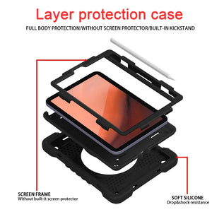 For iPad mini 6 Silicone + PC Tablet Case with Strap & Holder & Pen Slot(Black)