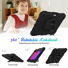 For iPad mini 6 Shockproof PC + Silicone Combination Tablet Case with Holder & Hand Strap & Shoulder Strap(Black)