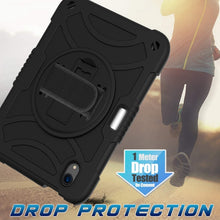 For iPad mini 6 Shockproof PC + Silicone Combination Tablet Case with Holder & Hand Strap & Shoulder Strap(Black)