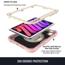 For iPad mini 6 Shockproof PC + Silicone Combination Tablet Case with Holder & Hand Strap & Shoulder Strap(Rose Gold)