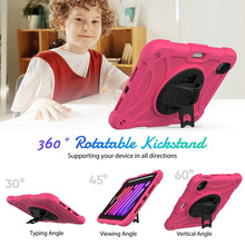 For iPad mini 6 Shockproof PC + Silicone Combination Tablet Case with Holder & Hand Strap & Shoulder Strap(Rose Red)