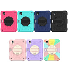 For iPad mini 6 Shockproof PC + Silicone Combination Tablet Case with Holder & Hand Strap & Shoulder Strap(Black)