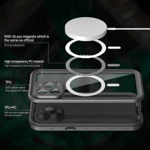 For iPhone 13 Pro PC + TPU + PET Shockproof Magsafe Waterproof Phone Case (Black)