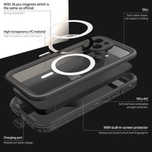 For iPhone 13 PC + TPU + PET Shockproof Magsafe Waterproof Phone Case(Black)