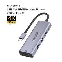 amalink 95123D Type-C / USB-C to HDMI + 3 Ports USB + PD 3.0 Multi-function HUB(Grey)