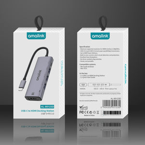 amalink 95123D Type-C / USB-C to HDMI + 3 Ports USB + PD 3.0 Multi-function HUB(Grey)
