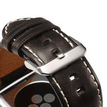 For Apple Watch Series 8&7 41mm / SE 2&6&SE&5&4 40mm / 3&2&1 38mm Oil Wax Retro Cowhide Strap Watch Band(Black)