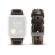 For Apple Watch Series 7 45mm / 6 & SE & 5 & 4 44mm / 3 & 2 & 1 42mm Oil Wax Retro Cowhide Strap Watch Band(Black)