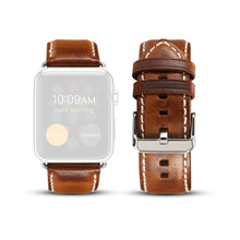 For Apple Watch Series 7 45mm / 6 & SE & 5 & 4 44mm / 3 & 2 & 1 42mm Oil Wax Retro Cowhide Strap Watch Band(Brown)