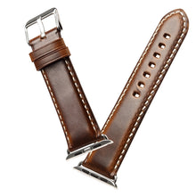 For Apple Watch Series 7 45mm / 6 & SE & 5 & 4 44mm / 3 & 2 & 1 42mm Oil Wax Retro Cowhide Strap Watch Band(Brown)