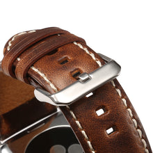 For Apple Watch Series 7 45mm / 6 & SE & 5 & 4 44mm / 3 & 2 & 1 42mm Oil Wax Retro Cowhide Strap Watch Band(Brown)