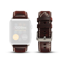 For Apple Watch Series 7 45mm / 6 & SE & 5 & 4 44mm / 3 & 2 & 1 42mm Oil Wax Retro Cowhide Strap Watch Band(Red)