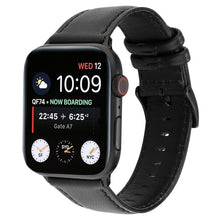 For Apple Watch Series 8&7 41mm / SE 2&6&SE&5&4 40mm / 3&2&1 38mm Oil Wax Crazy Horse Texture Genuine Leather Watch Band(Black)