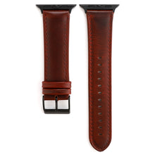For Apple Watch Series 8&7 41mm / SE 2&6&SE&5&4 40mm / 3&2&1 38mm Oil Wax Crazy Horse Texture Genuine Leather Watch Band(Red-brown)
