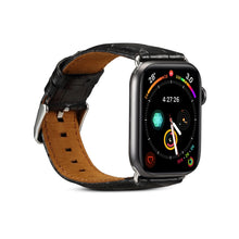 For Apple Watch Series 8&7 41mm / SE 2&6&SE&5&4 40mm / 3&2&1 38mm Cowhide Crocodile Texture Strap Watch Band(Black)