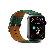 For Apple Watch Series 7 41mm / 6 & SE & 5 & 4 40mm / 3 & 2 & 1 38mm Cowhide Crocodile Texture Strap Watch Band(Green)
