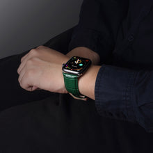 For Apple Watch Series 7 41mm / 6 & SE & 5 & 4 40mm / 3 & 2 & 1 38mm Cowhide Crocodile Texture Strap Watch Band(Green)
