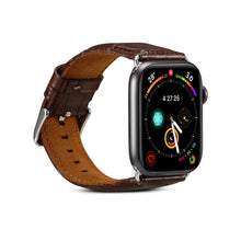 For Apple Watch Series 8&7 41mm / SE 2&6&SE&5&4 40mm / 3&2&1 38mm Cowhide Crocodile Texture Strap Watch Band(Coffee)