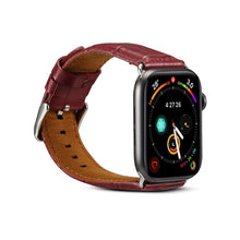 For Apple Watch Ultra 49mm / Series 8&7 45mm / SE 2&6&SE&5&4 44mm / 3&2&1 42mm Cowhide Crocodile Texture Strap Watch Band(Red-brown)