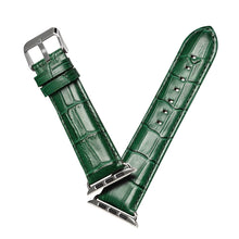 For Apple Watch Series 7 45mm / 6 & SE & 5 & 4 44mm / 3 & 2 & 1 42mm Cowhide Crocodile Texture Strap Watch Band(Green)