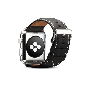 For Apple Watch Series 8&7 41mm / SE 2&6&SE&5&4 40mm / 3&2&1 38mm Environmental Protection Genuine Leather Watch Band Watch Band(Black)