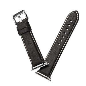 For Apple Watch Series 8&7 41mm / SE 2&6&SE&5&4 40mm / 3&2&1 38mm Environmental Protection Genuine Leather Watch Band Watch Band(Black)