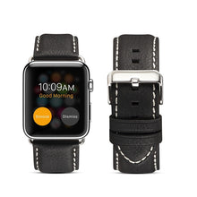 For Apple Watch Series 7 45mm / 6 & SE & 5 & 4 44mm / 3 & 2 & 1 42mm Environmental Protection Genuine Leather Watch Band Watch Band(Black)