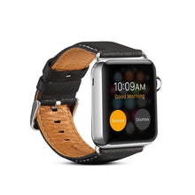 For Apple Watch Series 7 45mm / 6 & SE & 5 & 4 44mm / 3 & 2 & 1 42mm Environmental Protection Genuine Leather Watch Band Watch Band(Black)