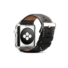 For Apple Watch Series 7 45mm / 6 & SE & 5 & 4 44mm / 3 & 2 & 1 42mm Environmental Protection Genuine Leather Watch Band Watch Band(Black)