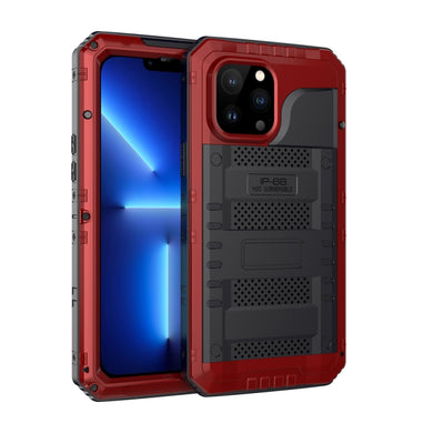 For iPhone 13 Pro Max Shockproof Waterproof Dustproof Metal + Silicone Phone Case with Screen Protector (Red)