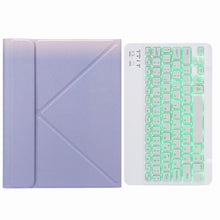 H-097S Monochrome Backlight Bluetooth Keyboard Leather Case with Rear Three-fold Holder For iPad 9.7 2018 & 2017(Purple)