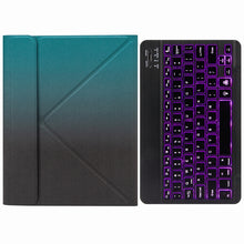 H-109S Monochrome Backlight Bluetooth Keyboard Leather Case with Rear Three-fold Holder For iPad Pro 11 inch 2021 & 2020 & 2018 / Air 2020 10.9(Dark Night Green)