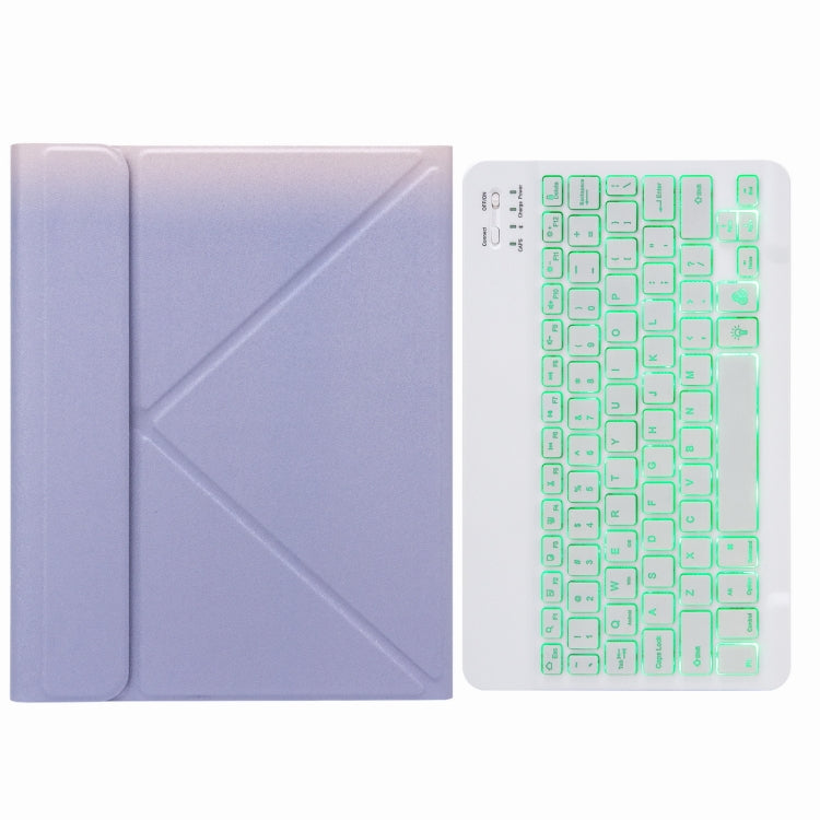 H-109S Monochrome Backlight Bluetooth Keyboard Leather Case with Rear Three-fold Holder For iPad Pro 11 inch 2021 & 2020 & 2018 / Air 2020 10.9(Purple)