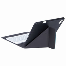 H-109S Monochrome Backlight Bluetooth Keyboard Leather Case with Rear Three-fold Holder For iPad Pro 11 inch 2021 & 2020 & 2018 / Air 2020 10.9(Purple)