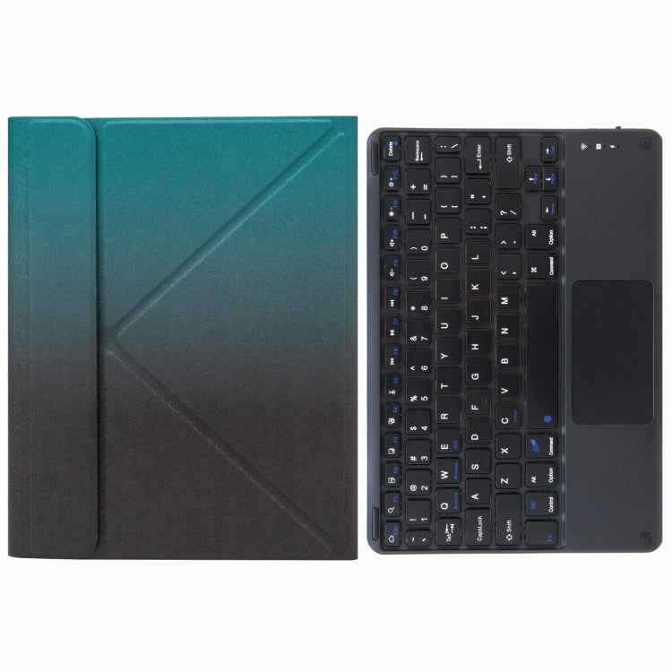 H-109C Touch Bluetooth Keyboard Leather Case with Rear Three-fold Holder For iPad Pro 11 inch 2021 & 2020 & 2018 / Air 2020 10.9(Dark Night Green)