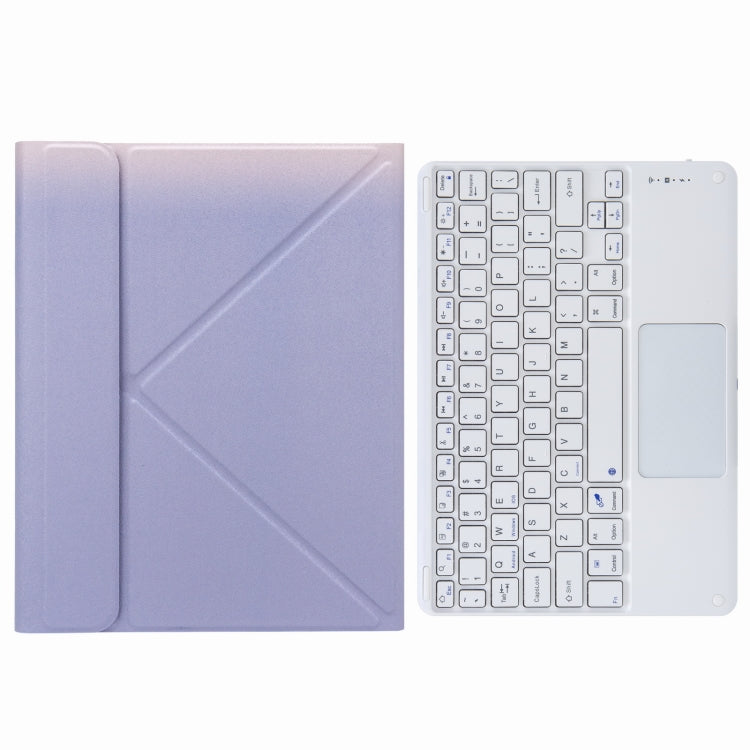 H-109C Touch Bluetooth Keyboard Leather Case with Rear Three-fold Holder For iPad Pro 11 inch 2021 & 2020 & 2018 / Air 2020 10.9(Purple)