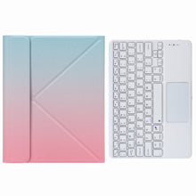 H-109C Touch Bluetooth Keyboard Leather Case with Rear Three-fold Holder For iPad Pro 11 inch 2021 & 2020 & 2018 / Air 2020 10.9(Pink Blue)