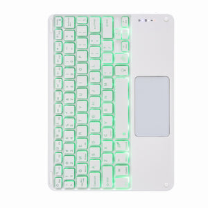 H-097CS Touch Backlight Bluetooth Keyboard Leather Case with Rear Three-fold Holder For iPad 9.7 2018 & 2017(Rainbow)