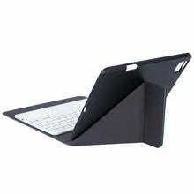 H-097CS Touch Backlight Bluetooth Keyboard Leather Case with Rear Three-fold Holder For iPad 9.7 2018 & 2017(Rainbow)