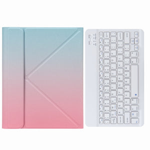 H-109 Bluetooth Keyboard Leather Case with Rear Three-fold Holder For iPad Pro 11 inch 2021 & 2020 & 2018 / Air 2020 10.9(Pink Blue)