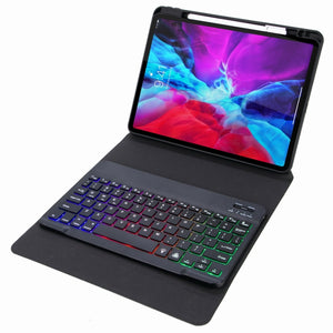 H-102S3 Tri-color Backlight Bluetooth Keyboard Leather Case with Rear Three-fold Holder For iPad 10.2 2020 & 2019 / Pro 10.5 inch(Dark Night Green)