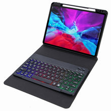 H-097S3 Tri-color Backlight Bluetooth Keyboard Leather Case with Rear Three-fold Holder For iPad 9.7 2018 & 2017(Dark Night Green)