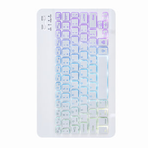 H-097S3 Tri-color Backlight Bluetooth Keyboard Leather Case with Rear Three-fold Holder For iPad 9.7 2018 & 2017(Purple)