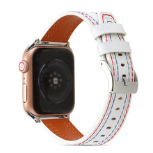 Sewing Matte Leather Watch Band for Apple Watch Series 8&7 41mm / SE 2&6&SE&5&4 40mm / 3&2&1 38mm(White)