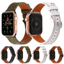 Sewing Matte Leather Watch Band for Apple Watch Series 8&7 41mm / SE 2&6&SE&5&4 40mm / 3&2&1 38mm(White)