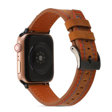 Sewing Matte Leather Watch Band for Apple Watch Ultra 49mm / Series 8&7 45mm / SE 2&6&SE&5&4 44mm / 3&2&1 42mm(Brown)